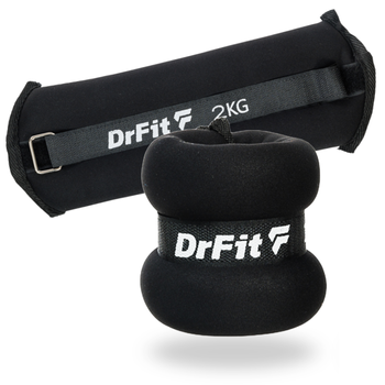 DrFit Obciążniki do ćwiczeń na kostki i nadgarstki 2 kg (para) czarne