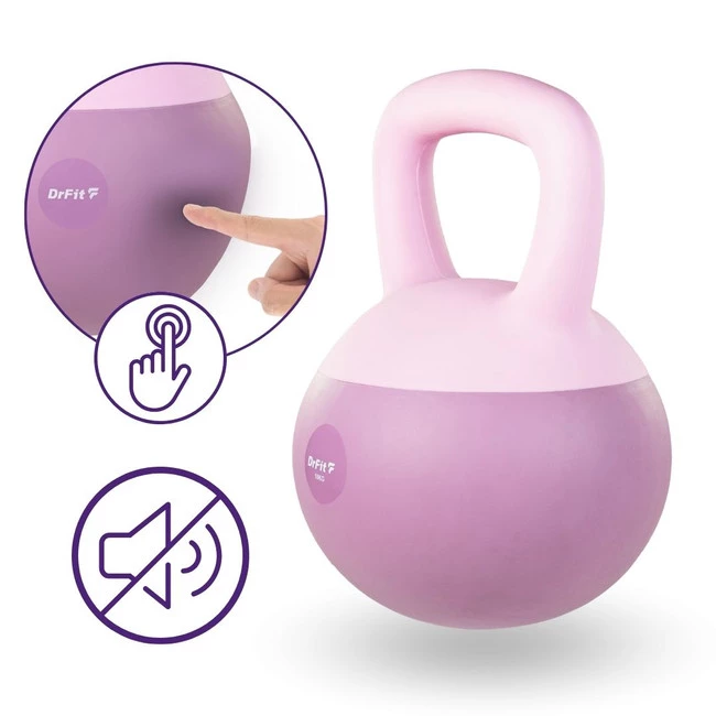DrFit Kettlebell odważnik kulowy z piaskiem do ćwiczeń siłowych fioletowy 10kg