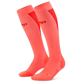 Damskie długie skarpety kompresyjne sportowe CEP Core Run Ultralight koralowe